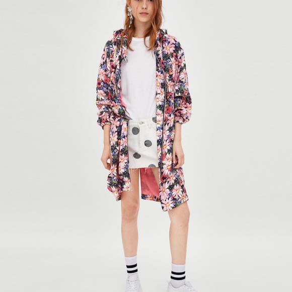VINTAGE Zara floral hoodie coat NWT M - Picture 2 of 12